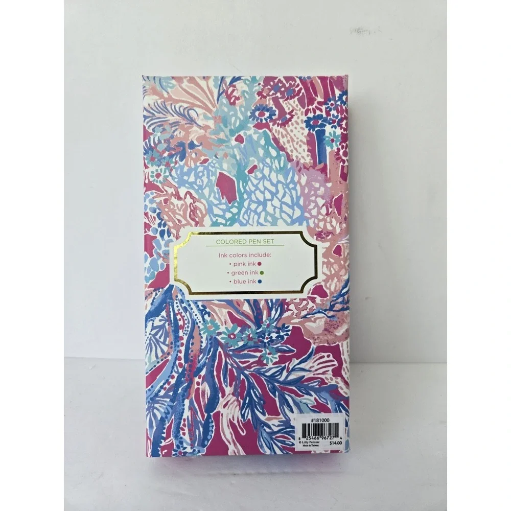 Lilly Pulitzer Colored Pen Set of 3 Tropical Floral Includes Pink/Blue/Green Ink